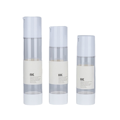 10ml 15ml 20ml 30ml 50ml 80ml 100ml 120ml Botão de bomba de plástico AS sem ar para cuidados com a pele