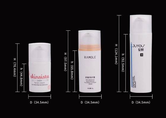 15 ml 30 ml 50 ml garrafa de bomba de loção sem ar PP/PCR para impressão em tela e dosagem uniforme