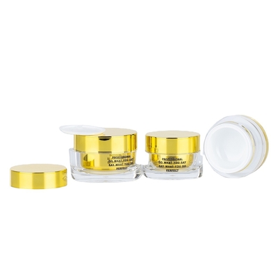 15g 30g 50g Jar de Creme Cosmético Acrílico de Parede Dupla com Chave Dourada