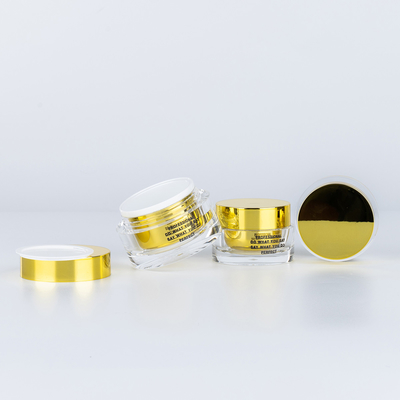 15g 30g 50g Jar de Creme Cosmético Acrílico de Parede Dupla com Chave Dourada