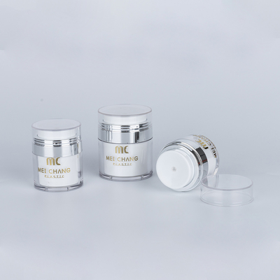 Cosméticos 15ml 30ml 50ml Jar sem ar Forma redonda Embalagem de plástico Embalagem de tela Impressão de cartão Caixa de cosméticos