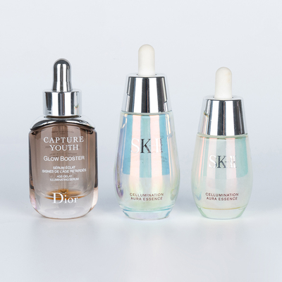 Garrafa de vidro redonda competitiva para soro e essência 30 ml 50 ml Qualquer cor está bem