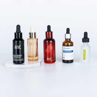 Garrafa redonda de vidro 30 ml 50 ml para final e luxo Essência Sero Zhejiang Resistente a crianças