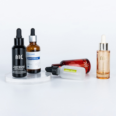 Garrafa redonda de vidro 30 ml 50 ml para final e luxo Essência Sero Zhejiang Resistente a crianças