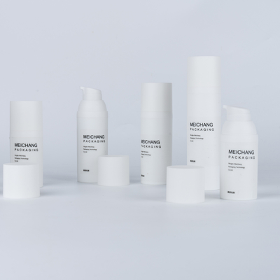 Material de PP garrafa de bomba de loção sem ar para loção corporal 15ML 30ML 50ML Branco redondo 0,25ML