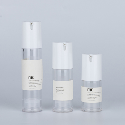 10ml 15ml 20ml 30ml 50ml 80ml 100ml 120ml Botão de bomba de plástico AS sem ar para cuidados com a pele