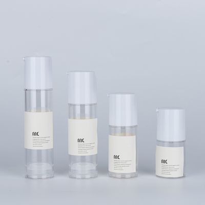 10ml 15ml 20ml 30ml 50ml 80ml 100ml 120ml Botão de bomba de plástico AS sem ar para cuidados com a pele