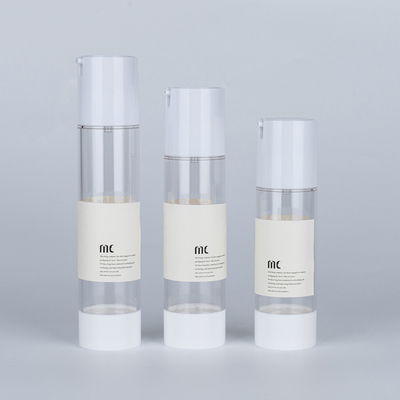 10ml 15ml 20ml 30ml 50ml 80ml 100ml 120ml Botão de bomba de plástico AS sem ar para cuidados com a pele